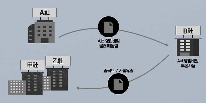 삼성디스플레이 OLED 기술 유출 사건 범행 구조도. 수원지검 제공