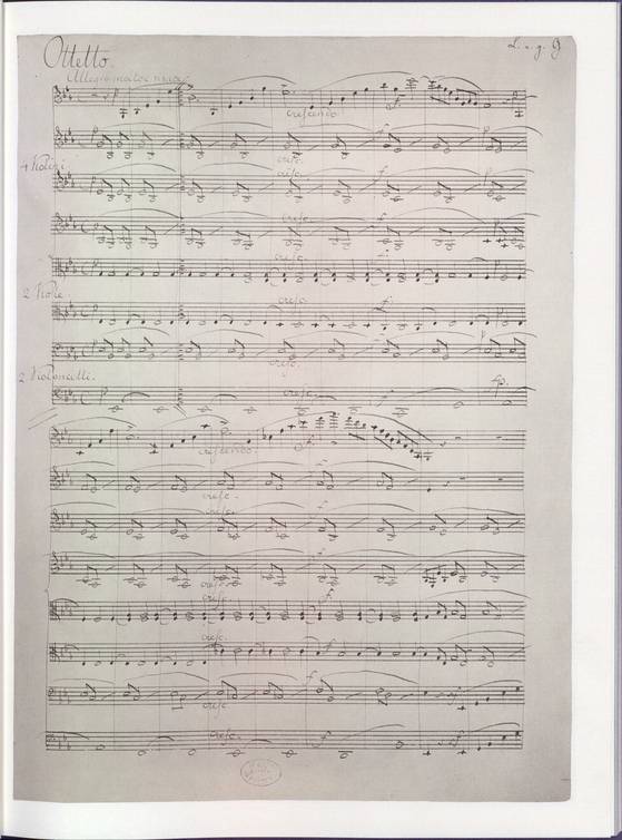 멘델스존이 16살의 나이로 완성한 현악 8중주 E♭장조 악보(1825). [사진 Morn the Gorn·사회평론]