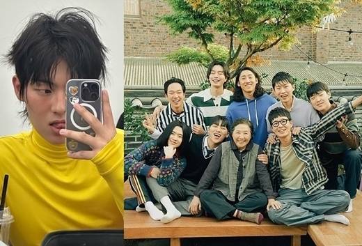 최현욱이 지난달 공개했던 근황 사진(왼쪽)과 지난 9일 공개한 '반짝이는 워터멜론' 촬영장 사진 / 배우 최현욱