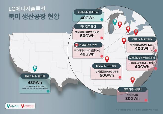 LG에너지솔루션은 일본 토요타 자동차와 연간 20GWh 규모의 전기차 배터리 대규모 장기 공급계약을 체결했다. LG에너지솔루션 북미 생산공장 현황. 사진제공｜ LG에너지솔루션