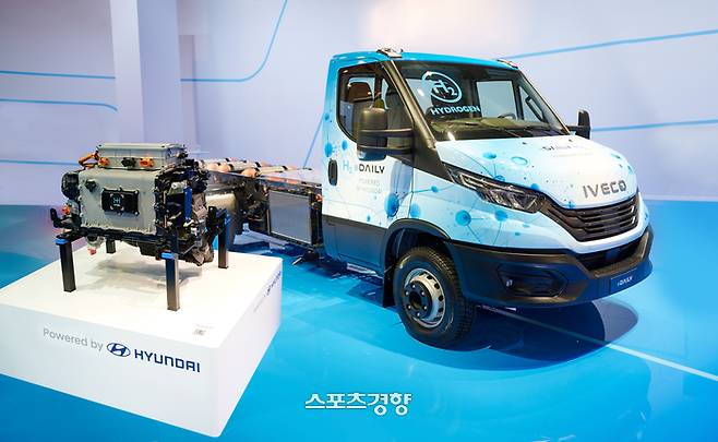 지난해 9월 상용차 박람회 ‘IAA 하노버 상용차 박람회(IAA Transportation 2022 in Hannover)’에서 선보인 ‘e데일리 수소전기차’ 현대차와 이데코가 협업해 만든 FCEV 밴이다.