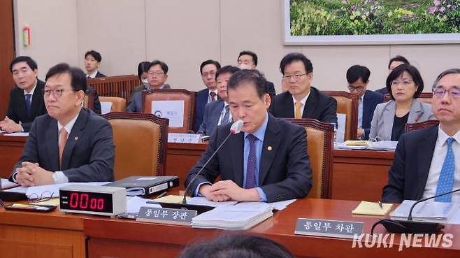 11일 국회 외교통일위원회 국정감사에 출석해 답변하는 김영호 통일부 장관. 사진=황인성 기자 