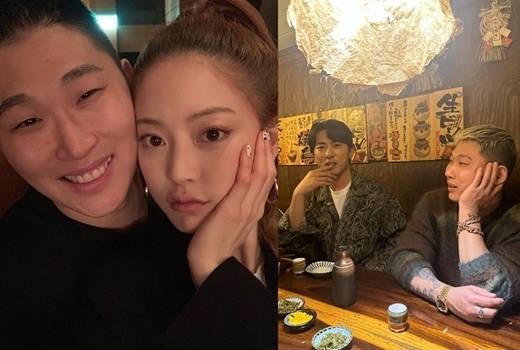 재결합설이 불거진 스윙스(맨 왼쪽) 임보라, 이후 스윙스가 11일 게재한 개그맨 김원훈과의 근황 사진 / 임보라, 스윙스