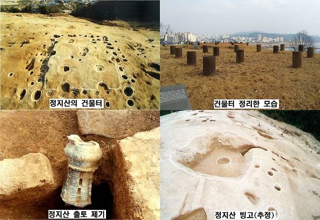 1996년 해발 67m의 야트막한 정지산 정상(800여평)에서 매우 특이한 구조의 기와건물터(7동)이 발굴됐다. 그중 벽체의 흔적 없이 기둥만 3열 45개 박아놓은 건물체가 특히 수상했다. 이 건물체의 안에 시신을 넣은 관 같은 시설물이 놓여있을 가능성이 짙다. 또 건물터 옆에는 얼음을 보관하는 ‘빙고’(추정)가 확인됐다. 제사를 지낸 흔적인 제기도 확인됐다.|국립공주박물관 제공