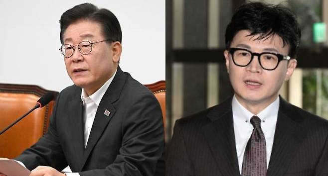 이재명(왼쪽) 더불어민주당 대표와 한동훈 법무부 장관.