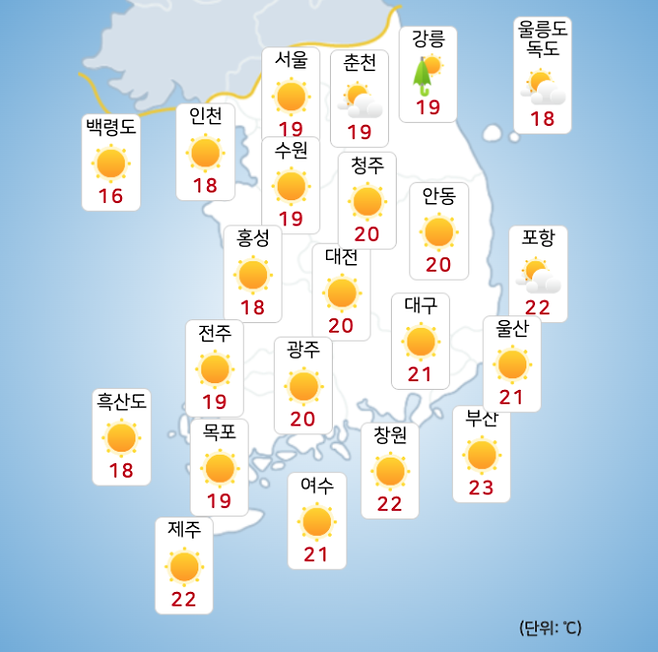 ⓒ기상청: 내일(16일) 오후 전국날씨