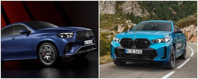 벤츠 ‘GLE 쿠페’(왼쪽)와 BMW ‘X6’. [벤츠 코리아, BMW 코리아 제공]