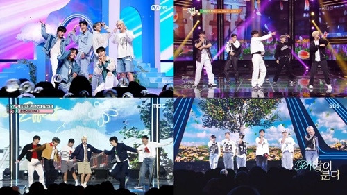 온앤오프 첫 주 음악 방송 활동 성료 사진=Mnet ‘엠카운트다운’, KBS2 ‘뮤직뱅크’, MBC ‘쇼! 음악중심’, SBS ‘인기가요’ 캡처