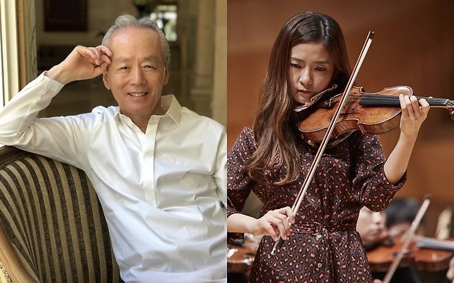 지휘자 금난새(왼쪽)와 바이올리니스트 장유진 [롯데엔터테인먼트 제공. 재판매 및 DB 금지]