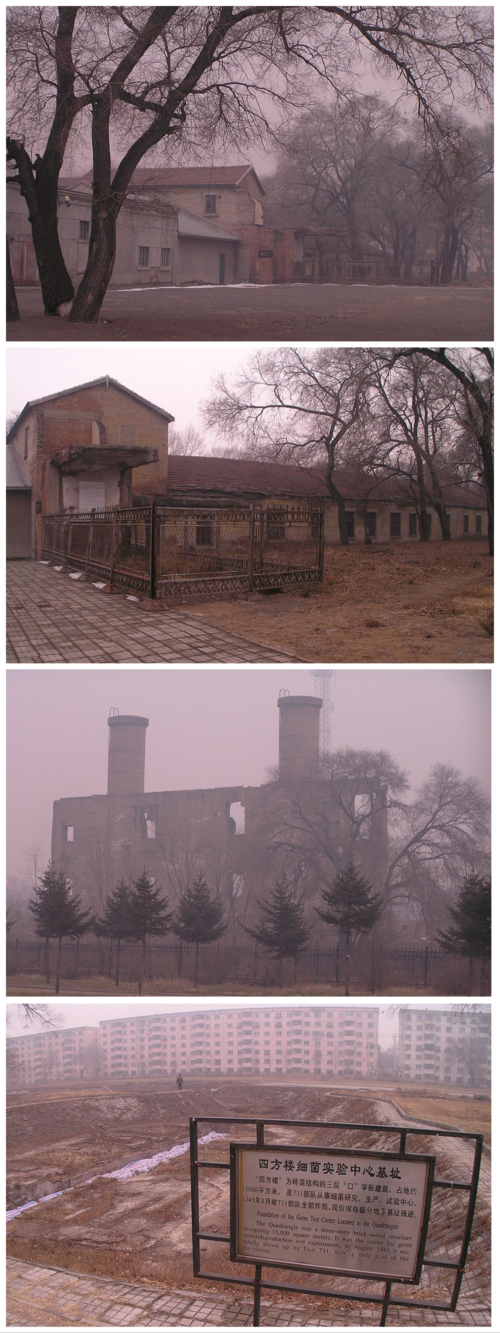 2008년 촬영된 중국 헤이룽장성 하얼빈시 731부대 건물 외부 사진. 맨 밑에 보이는 건물의 터는 일본 731부대가 1945년 패망 직후 떠나면서 생체 실험 증거를 인멸하고자 완전 폭파한 흔적이라고 전해집니다. [松岡明芳·Wikimedia Commons]