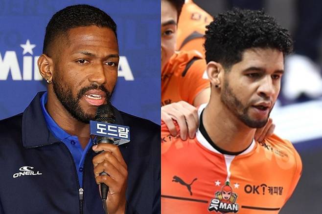 왼쪽부터 쿠바 출신 요스바니, 레오. 연합뉴스·KOVO 제공