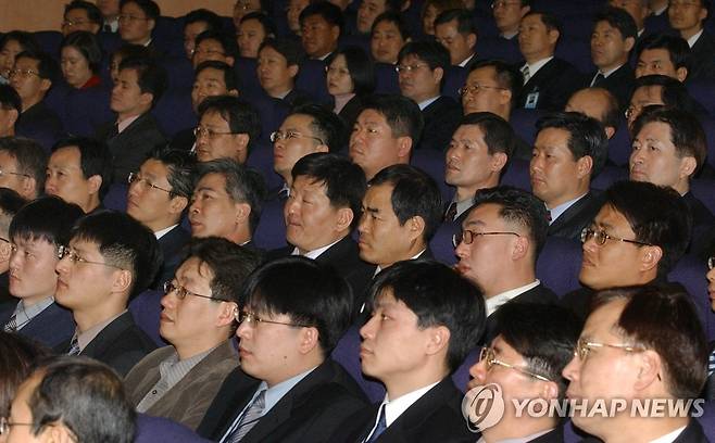 2003년 노무현 정부 인수위 직원들 [연합뉴스 자료사진]