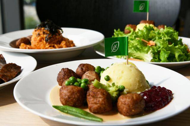 이케아 레스토랑에서 판매 중인 플랜트볼 메뉴. 외형도 맛도 미트볼과 비슷하지만 식물성 재료로 만든 제품이다. 광명=윤서영 인턴기자