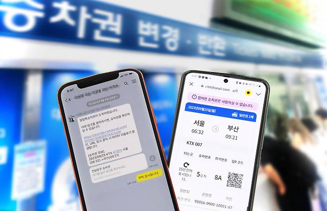 코레일은 역 창구 발권 승차권을 문자메시지나 휴대폰 알림톡으로 전달하는 서비스로 승차권 분실 위험과 종이 소비를 크게 줄였다.