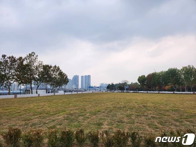 서울 성동구 옛 삼표레미콘 부지에 잔디광장이 조성돼 있다. 2023.10.26/뉴스1 ⓒ News1 윤다정 기자