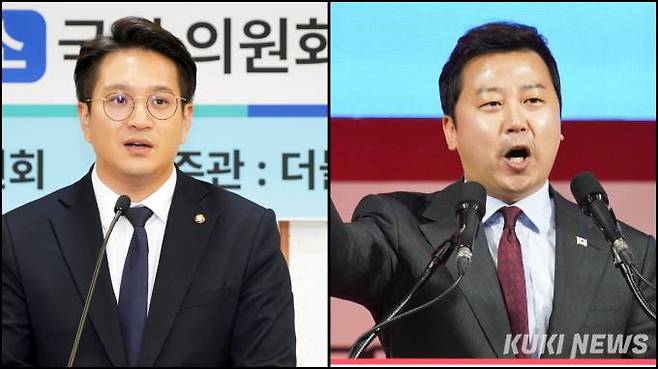 여야 청년 조직을 이끌고 있는 전용기 민주당 전국청년위원장과 장예찬 청년최고위원. 쿠키뉴스 자료사진