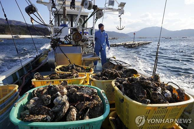 가리비와 굴 어획한 일본 어선 [EPA 연합뉴스 자료사진. 재판매 및 DB 금지]