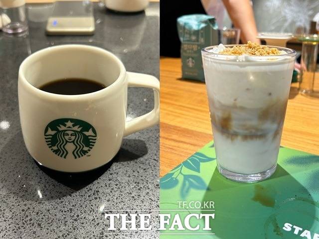 별다방 클래스를 통해 기자가 만든 아메리카노와 헤이즐넛 라떼. /선은양 기자