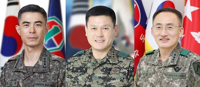 강신철(왼쪽부터) 신임 한미연합사 부사령관·손식 육군지상작전사령관·고창준 육군 제2작전사령관 내정자. /국방부