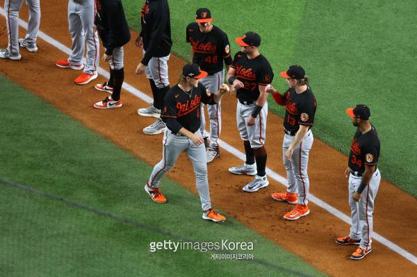 아메리칸리그 동부지구 1위로 가을문턱을 넘었지만 디비전시리즈에서 탈락한 볼티모어 오리올스. 게티이미지