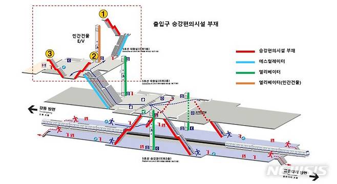 [서울=뉴시스]서울 강동구가 지하철 5호선 길동역 2번 출입구 에스컬레이터 설치사업이 서울시 투자심사를 통과했다고 31일 밝혔다. (사진=강동구 제공). 2023.10.31. photo@newsis.com