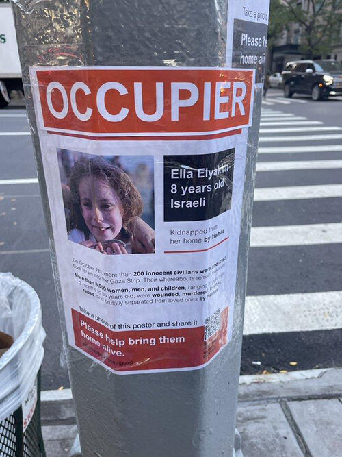 '납치'라는 문구 대신 '점령자'라고 적힌 포스터