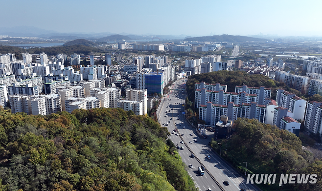 2일 오후 하늘에서 본 김포 고촌읍 일대.