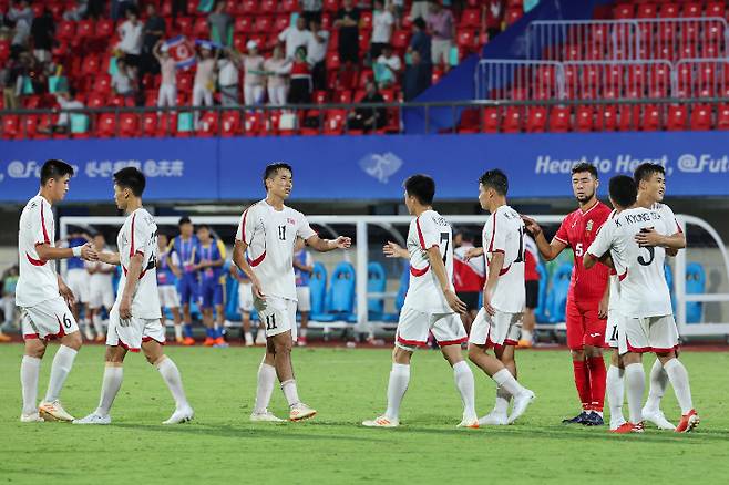 항저우 아시안게임에서의 북한 축구. 연합뉴스