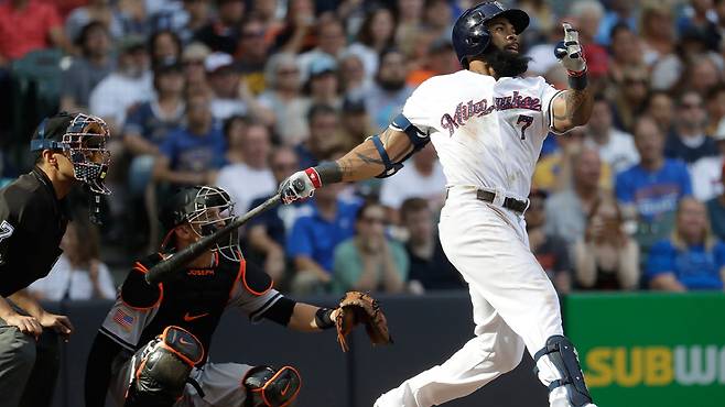 2017년 밀워키 브루어스 에릭 테임즈. AP연합뉴스