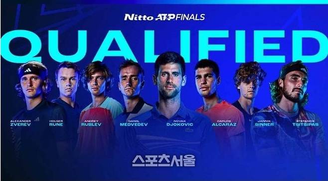 12일 이탈리아 토리노에서 개막되는 2023 ATP 파이널 단식 출전자 8명.  ATP 투어