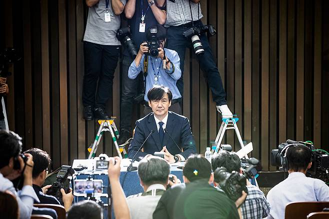 2019년 9월 조국 법무부 장관 후보자가 국회에서 11시간 동안 기자간담회를 열었다. ⓒ시사IN 신선영