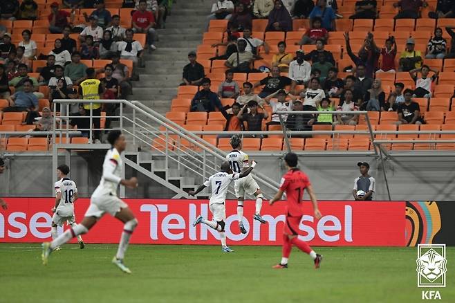 한국 17세 이하 축구대표팀이 미국과의 인도네시아 U17 월드컵 1차전서 패했다. (대한축구협회 제공)