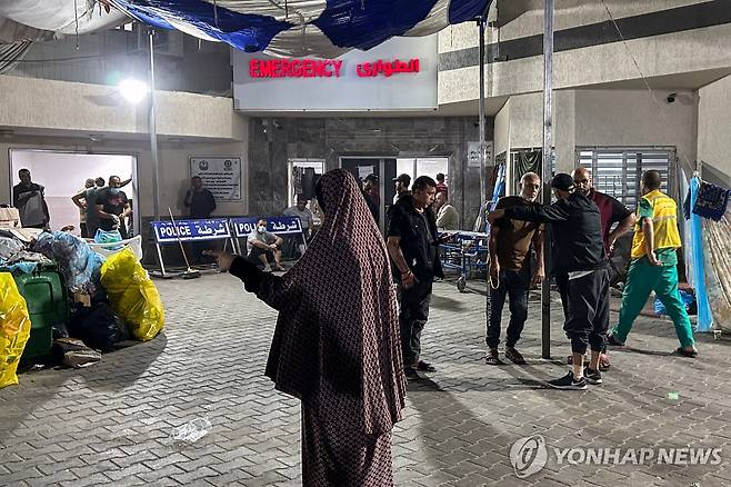 가자지구 최대 병원인 알시파 병원 응급실 입구 [AFP 연합뉴스 자료 사진. 재판매 및 DB 금지]