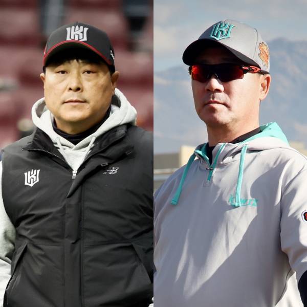 KT 김태균 수석코치와 김태한 투수코치. KT 위즈 제공
