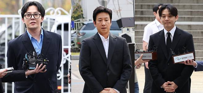 From left: Rapper G-Dragon and actors Lee Sun-kyun and Yoo Ah-in (Yonhap)