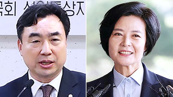 2021년 더불어민주당 전당대회 돈봉투 살포 의혹으로 재판을 받고 있는 윤관석 무소속 의원(왼쪽)과 이정근 전 민주당 사무부총장. 뉴시스