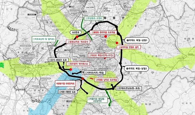 3순환로 및 주변 도로망 설명도 [청주시 제공. 재판매 및 DB금지]