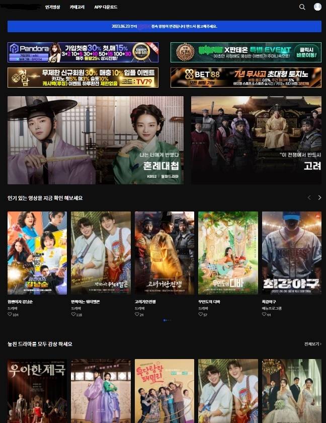 정부가 불법 콘텐츠 스트리밍 사이트&nbsp;‘누누티비’의 경기 성남 분당 사무실을 압수수색하고&nbsp;운영자를 특정해 추적 중인 것으로 확인됐다. 사진은 누누티비와 같은 불법 콘텐츠 스트리밍 사이트.