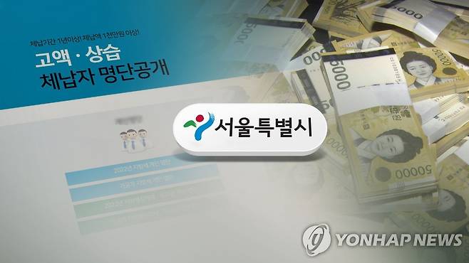 서울시, 고액 체납자 명단 공개(CG) [연합뉴스TV 제공]