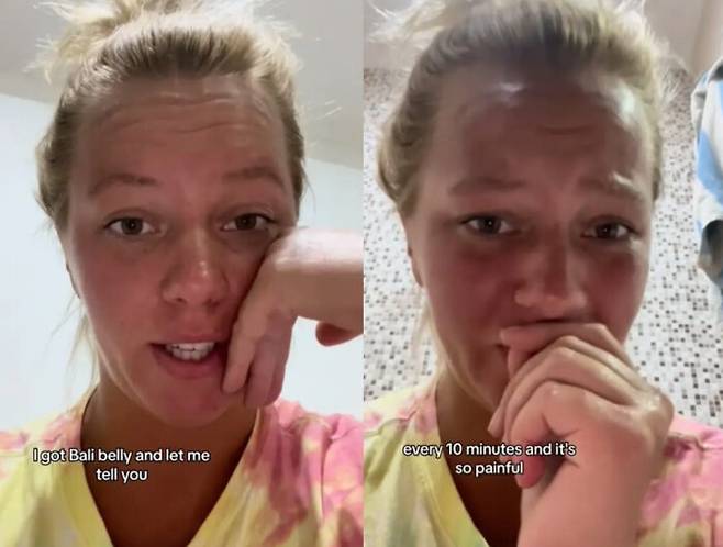 미국의 한 여행 인플루언서가 발리에서 고통받았던 순간을 담은 영상이 화제다. [사진=뉴욕포스트 캡처/틱톡 'aili.likes.adventure']