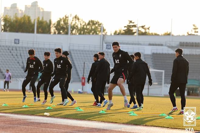 한국 축구대표팀의 훈련 모습.  /사진=대한축구협회