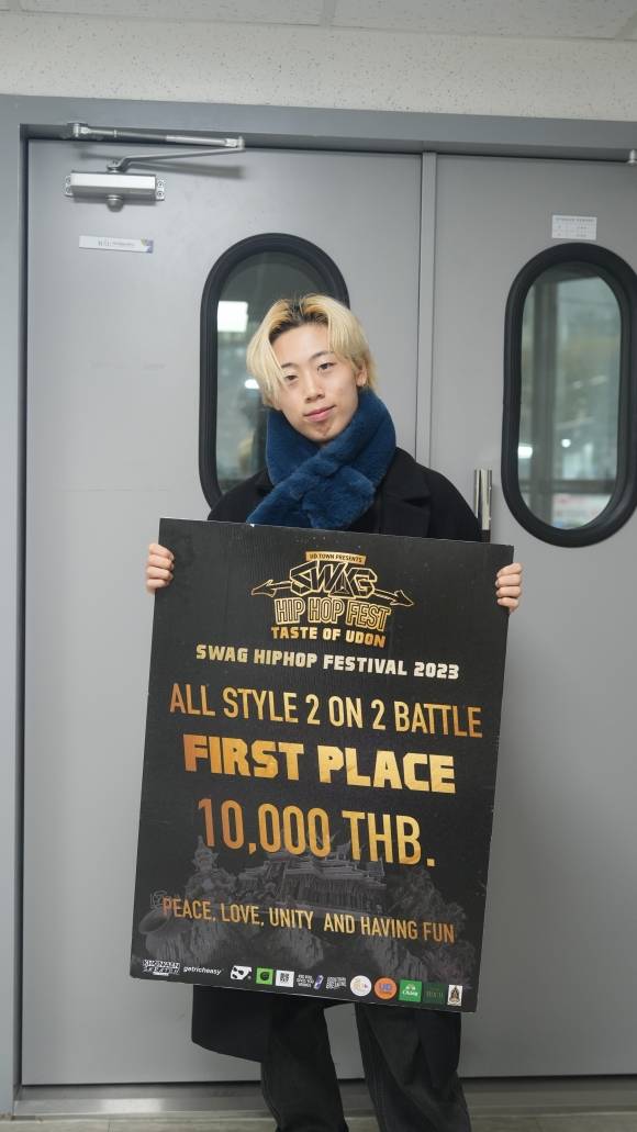 태국에서 열린 스트릿댄스 배틀 ‘SWAG HIPHOP FEST’ 우승 2023.10.29 서종한(2020학번). 백석예대 제공