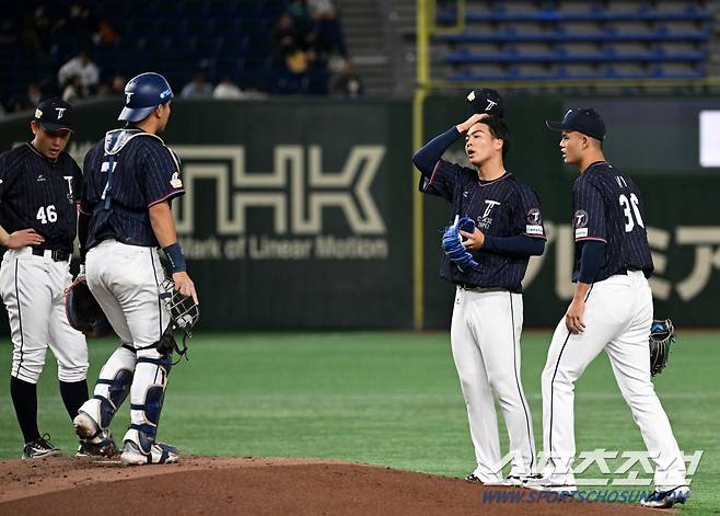 18일 일본 도쿄돔에서 열린 2023 아시아 프로야구 챔피언십(APBC) 한국과 대만의 경기. 대만 선발 왕옌청이 숨을 고르고 있다. 도쿄(일본)=박재만 기자pjm@sportschosun.com/2023.11.18/