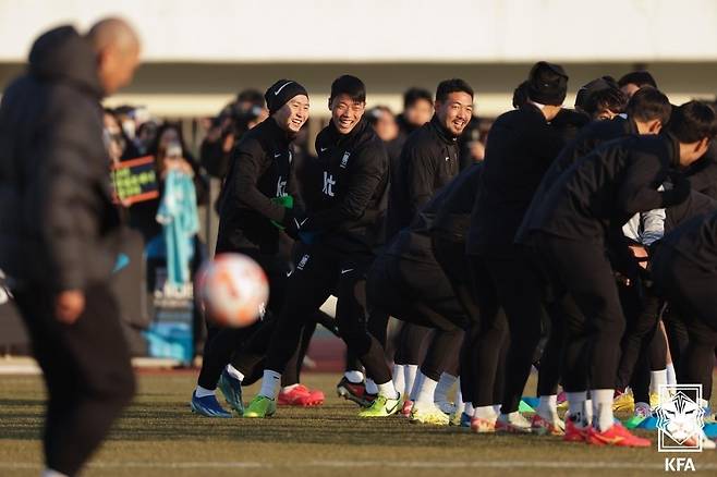 오픈 트레이닝에 나선 축구대표팀 선수들 [대한축구협회 제공. 재판매 및 DB 금지]