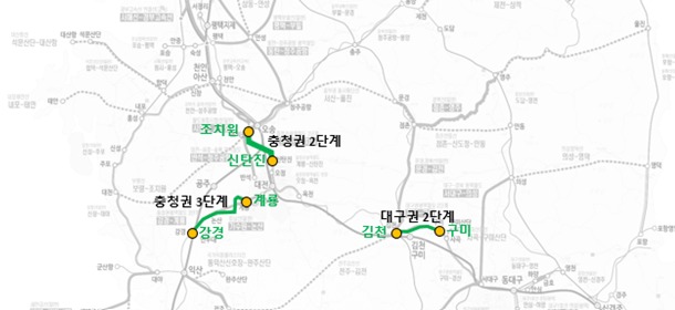 충청권 대구권 광역철도 연장사업 노선.(국가철도공단 제공)