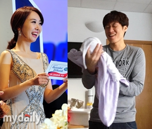 김민지(왼쪽)가 공개한 남편 박지성과 딸의 사진 / 마이데일리, 김민지 전 SBS 아나운서
