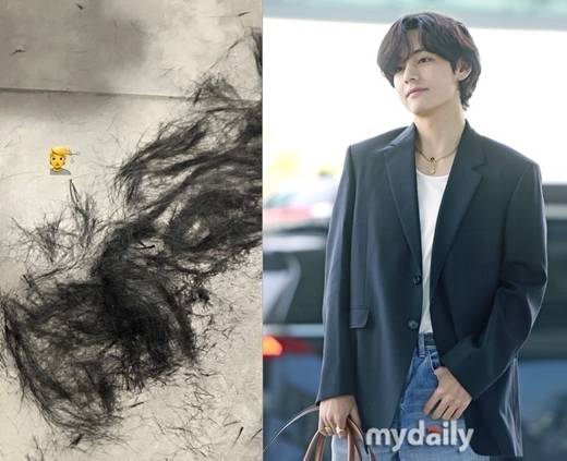 뷔가 26일 공개한 머리카락 사진 / 방탄소년단 뷔, 마이데일리