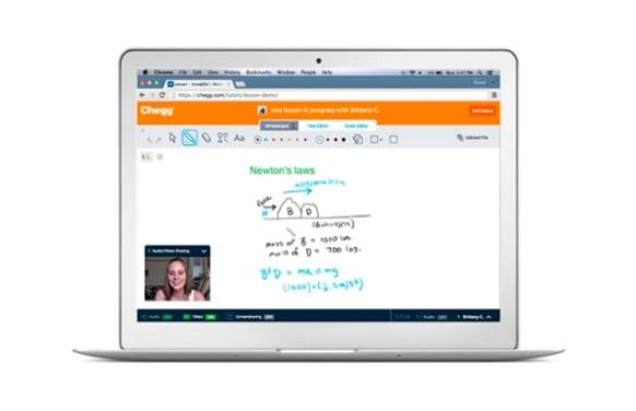 미국 온라인 교육 기술 회사 체그의 온라인 튜터링 기능 시연 모습./체그