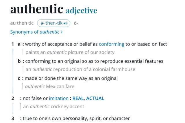 메리엄-웹스터 온라인 사전에서 'authentic'을 검색한 결과. 스프링필드=AP 뉴시스