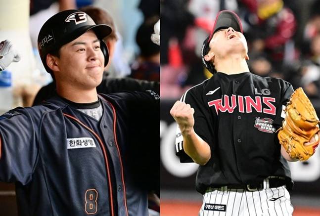 한화 노시환(왼쪽)-LG 임찬규. /사진=OSEN